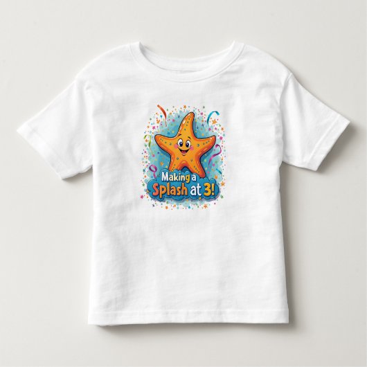 Starfish 3e verjaardag maken een plons op 3 kinder shirts (Voorkant)