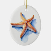 Starfish and Blue Silhouette Keramisch Ornament (Rechts)