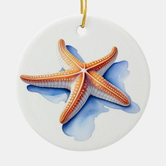 Starfish and Blue Silhouette Keramisch Ornament (Voorkant)