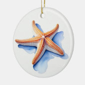 Starfish and Blue Silhouette Keramisch Ornament (Links)