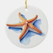 Starfish and Blue Silhouette Keramisch Ornament (Achterkant)