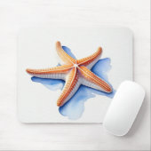 Starfish and Blue Silhouette Muismat (Met muis)