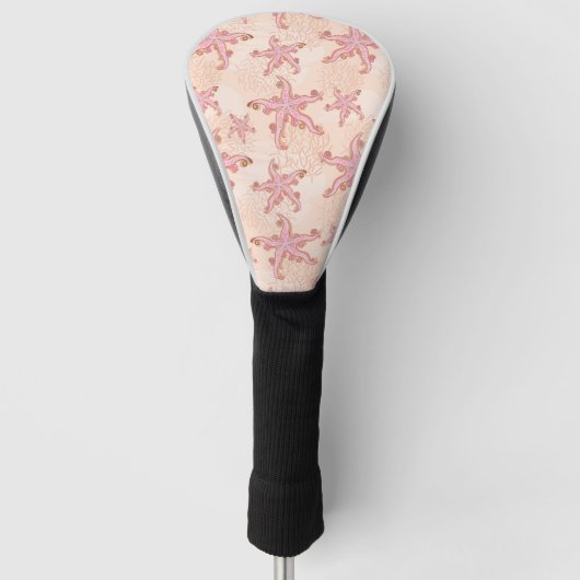 Starfish and Coral Pink Pastel Pattern Golfheadcover (Voorkant)