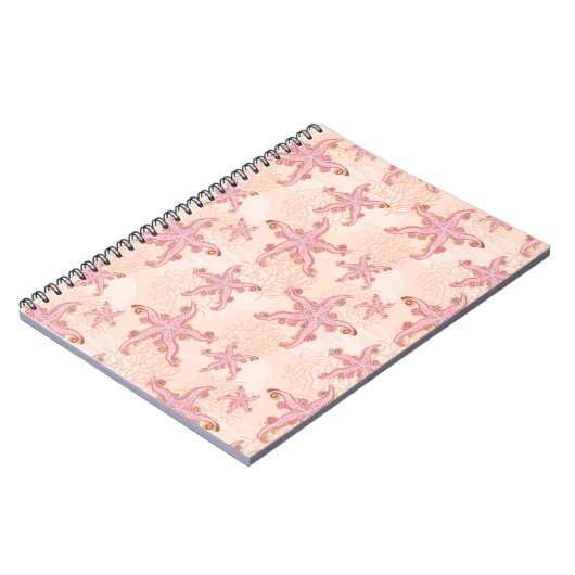 Starfish and Coral Pink Pastel Pattern Notitieboek (Linkerzijde)