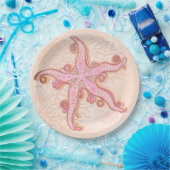 Starfish and Coral Pink Pastel Pattern Papieren Bordje (Feest)