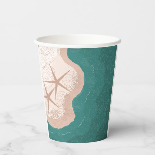 Starfish and Green Ocean Paper Cups Papieren Bekers (Achterkant)
