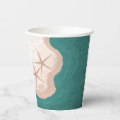 Starfish and Green Ocean Paper Cups Papieren Bekers (Voorkant)