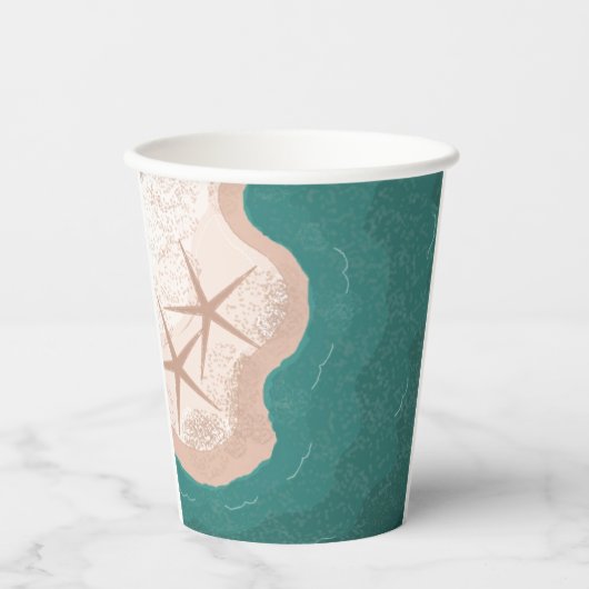 Starfish and Green Ocean Paper Cups Papieren Bekers (Voorkant)