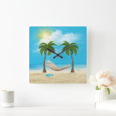 Starfish and Hammock op tropisch strand Vierkante Klok (Huis)