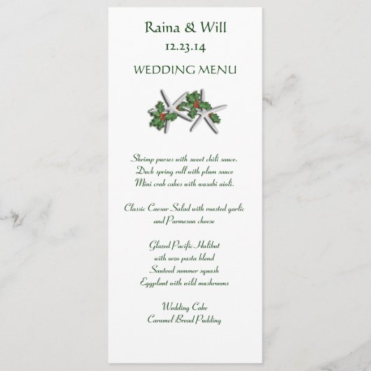 Starfish and Holly Tall, Kerstbruiloft menu (Voorkant)