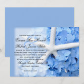Starfish and Hydrangea Tropical Blue Wedding Kaart (Voorkant / Achterkant)