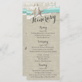 Starfish and Lace Rustic Beach Wedding Itinerary Programmakaart (Voorkant / Achterkant)
