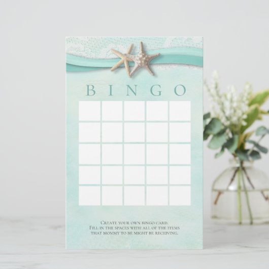 Starfish and Lace Shower Bingo Briefpapier (Staand voorkant)