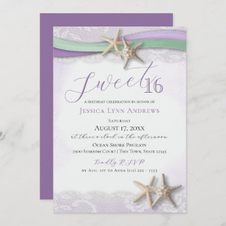 Starfish and Lace Sweet 16 Kaart