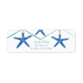 Starfish and Moderne Lines Elegant Beach Invitatio Etiket (Voorkant)