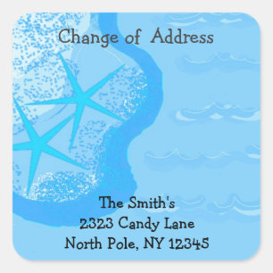 Starfish and Ocean Change of Address Vierkante Sticker