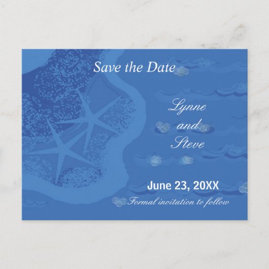 Starfish and Ocean Save the Date Aankondigingskaart (Voorkant)