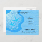 Starfish and Ocean Save the Date Aankondigingskaart (Voorkant / Achterkant)