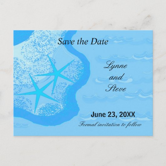 Starfish and Ocean Save the Date Aankondigingskaart (Voorkant)