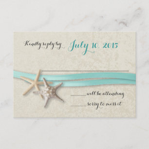 Starfish and Ribbon Beach Response RSVP Kaartje