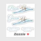 Starfish and Ribbon Bride and Groom Sticker (Vel)