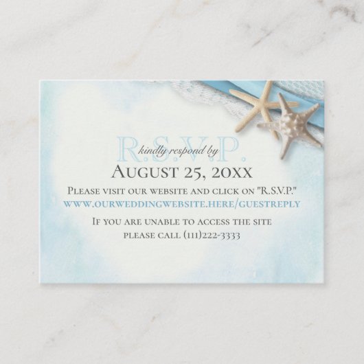 Starfish and Ribbon Online Response Card Informatiekaartje (Voorkant)