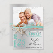 Starfish and Ribbon Save the Date with Photo (Voorkant / Achterkant)