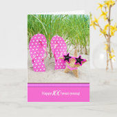Starfish and roze teenslippers voor de 100e verjaa kaart (Gele Bloem)