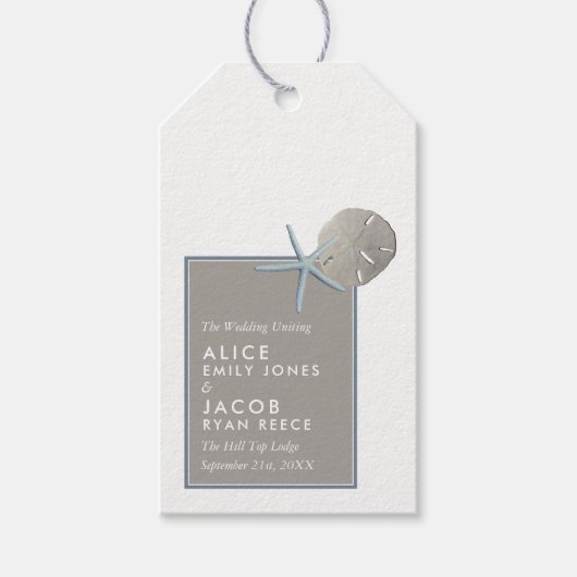 Starfish and Sand Dollar - Beach Weddenschap Cadeaulabel (Voorkant)
