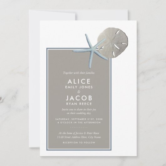 Starfish and Sand Dollar - Beach Weddenschap Kaart (Voorkant)
