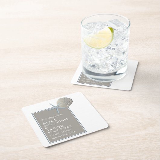 Starfish and Sand Dollar - Beach Weddenschap Kartonnen Onderzetters (Insitu)