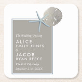 Starfish and Sand Dollar - Beach Weddenschap Kartonnen Onderzetters (Voorkant)