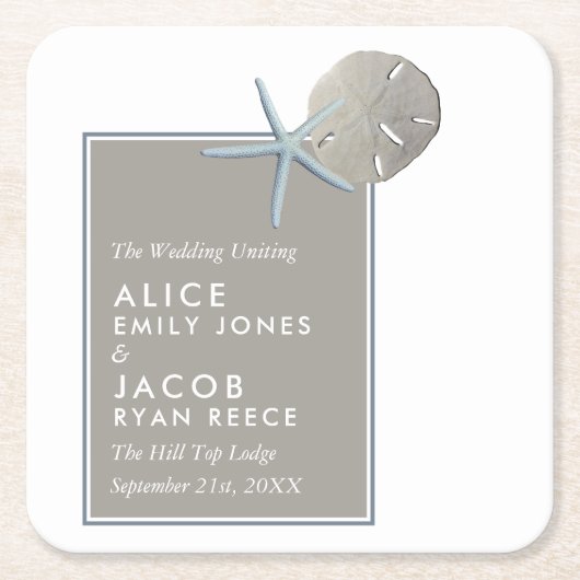 Starfish and Sand Dollar - Beach Weddenschap Kartonnen Onderzetters (Voorkant)