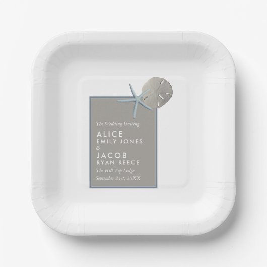 Starfish and Sand Dollar - Beach Weddenschap Papieren Bordje (Voorkant)