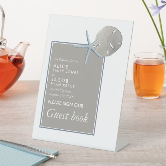 Starfish and Sand Dollar - Beach Weddenschap Reclamebord Met Voetstuk (Insitu)