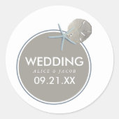 Starfish and Sand Dollar - Beach Weddenschap Ronde Sticker (Voorkant)