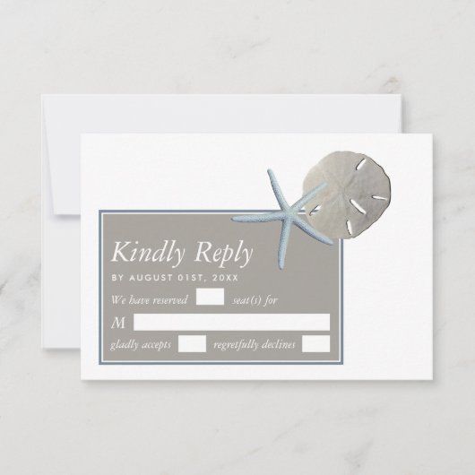 Starfish and Sand Dollar - Beach Weddenschap RSVP Kaartje (Voorkant)
