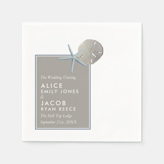 Starfish and Sand Dollar - Beach Weddenschap Servet (Voorkant)