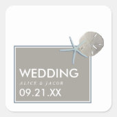 Starfish and Sand Dollar - Beach Weddenschap Vierkante Sticker (Voorkant)