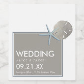 Starfish and Sand Dollar - Beach Weddenschap Wijn Etiket (Enkel label)