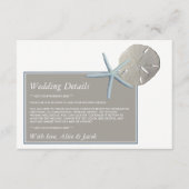 Starfish and Sand Dollar - Beach Wedding Detail Informatiekaartje (Voorkant)