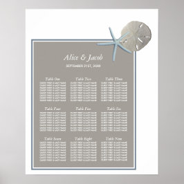 Starfish and Sand Dollar - Beach Wedding Seating Poster