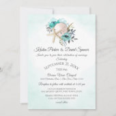 Starfish and Sand Dollar Floral Beach Wedding Invi Kaart (Voorkant)