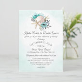 Starfish and Sand Dollar Floral Beach Wedding Invi Kaart (Staand voorkant)