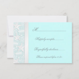 Starfish and Seashells Beach Wedding RSVP Card Kaartje