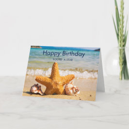 Starfish and Seashells on the Beach Birthday Kaart