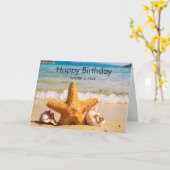 Starfish and Seashells on the Beach Birthday Kaart (Gele Bloem)