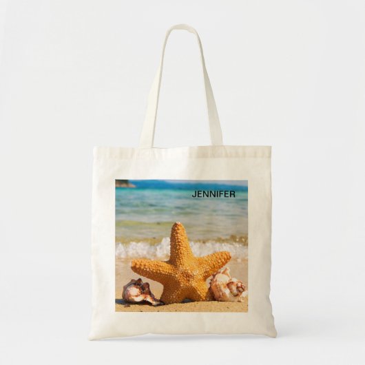 Starfish and Seashells on the Beach Personalized Tote Bag (Voorkant)