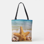 Starfish and Seashells on the Beach Personalized Tote Bag (Achterkant)