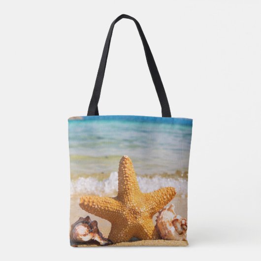 Starfish and Seashells on the Beach Personalized Tote Bag (Achterkant)